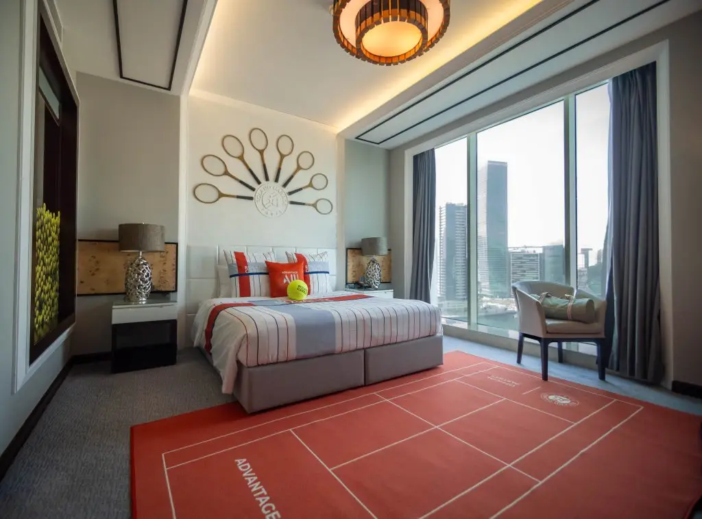 The new Roland-Garros Suite at Pullman Dubai Downtown offers a unique tennis-themed escape.